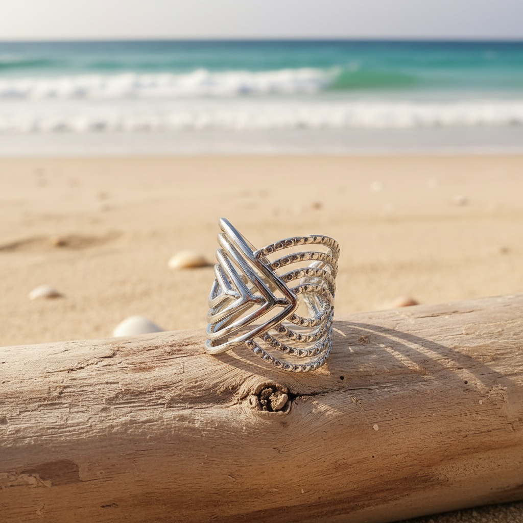 Women's Adjustable Golden Plated Stainless Steel Chunky Boho Ring